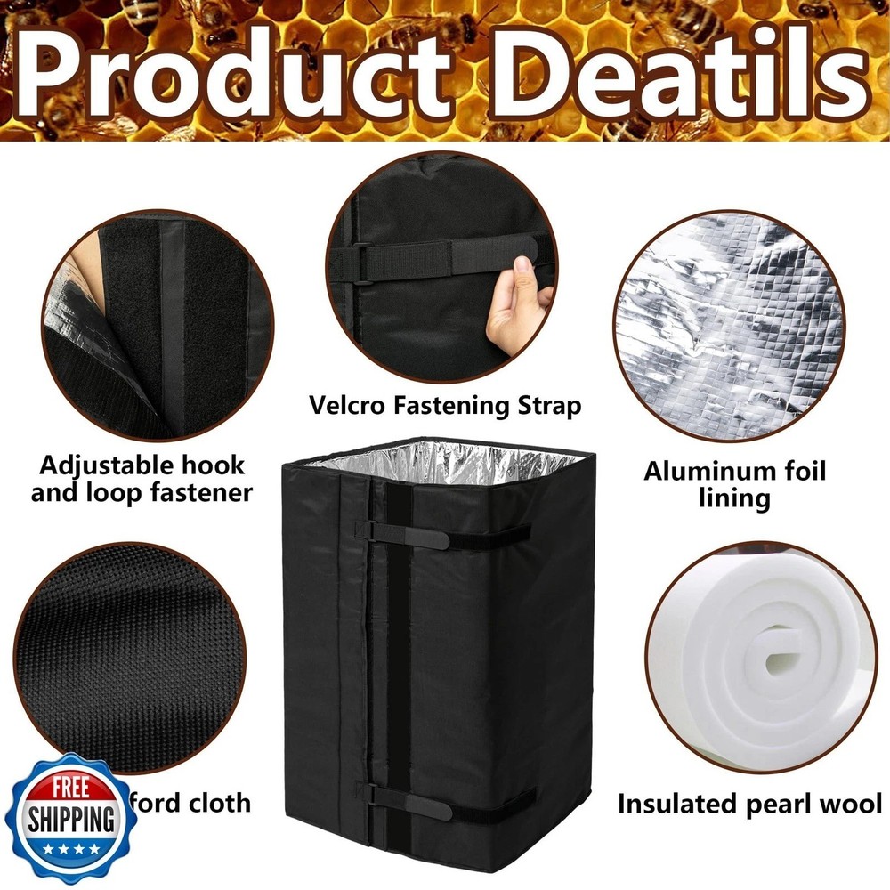 8 and 10 Frame Winter Bee Hive Wrap, 2 Deep Boxes and 2 Medium Box Adjustable