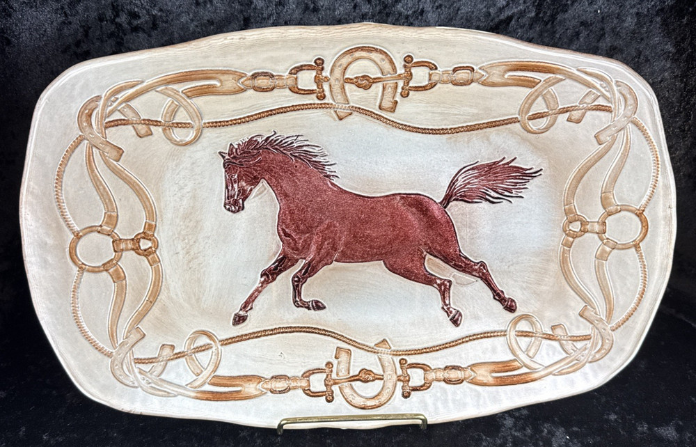 Fused Glass Galloping Horse Serving Platter