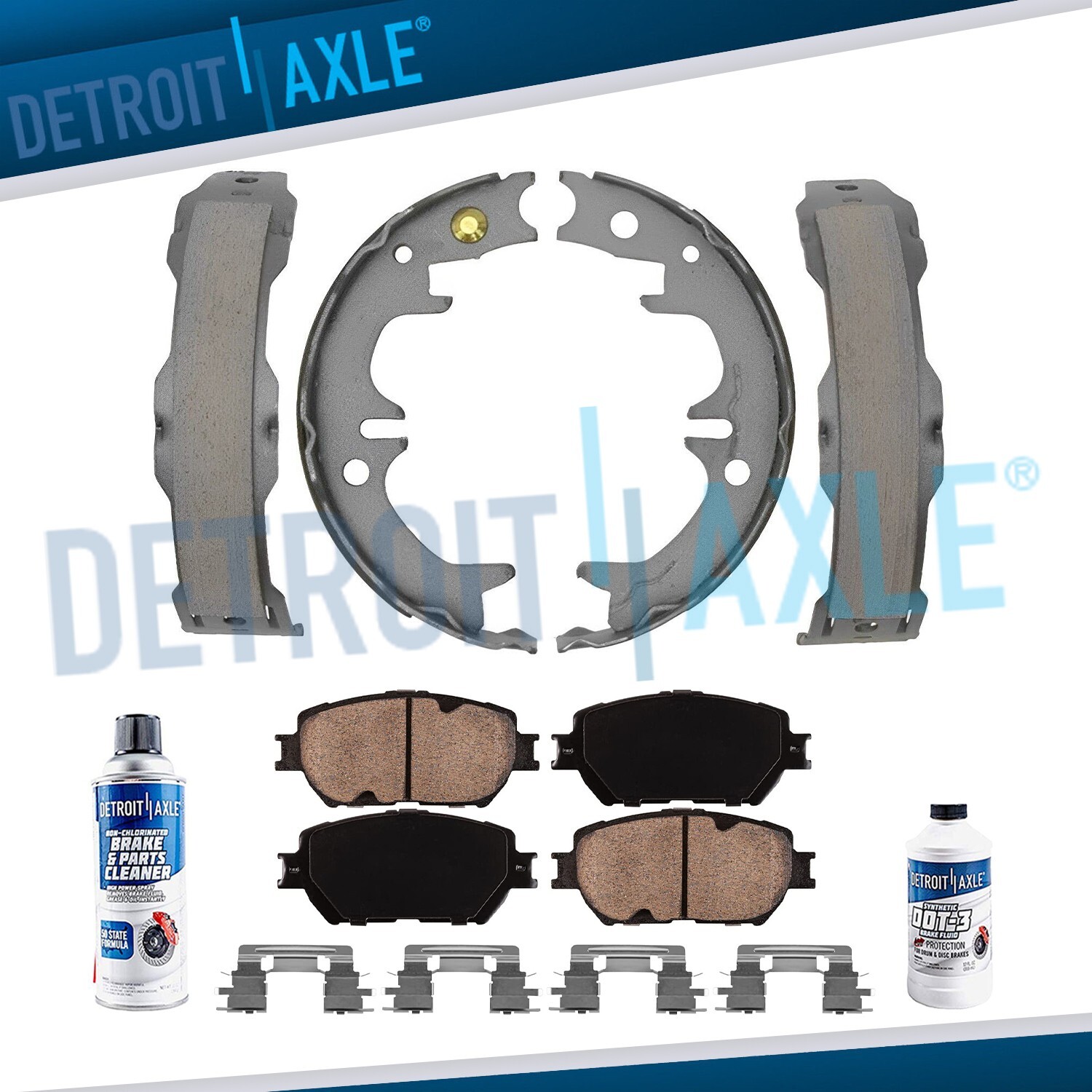 Front Ceramic Brake Pads Rear Parking Brake Shoes Kit for 2002-2006 Toyota Camry