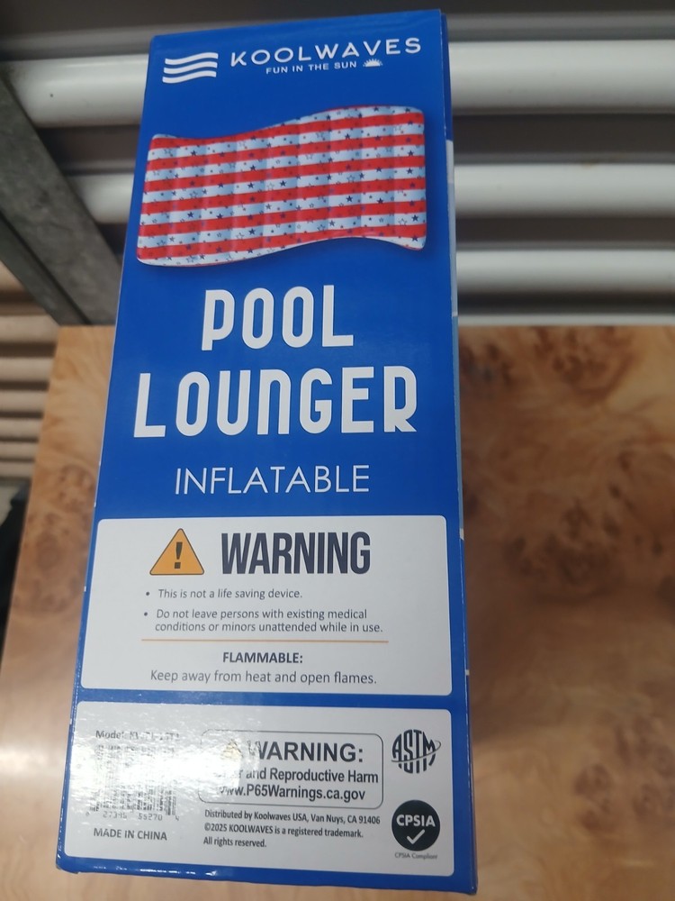 Koolwaves Inflatable Pool Lounger 72" New In The Box