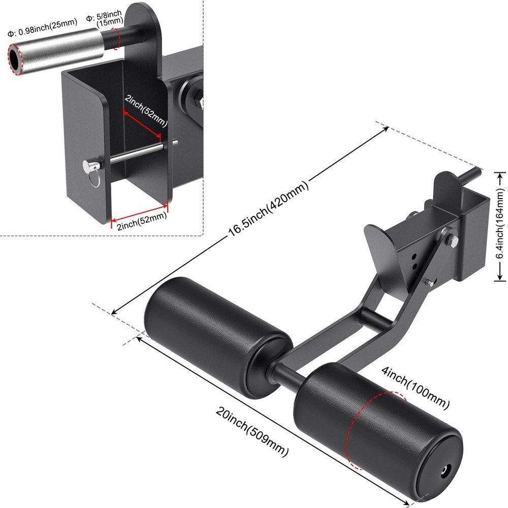 Kipika Nordic Hamstring Curl Squat Rack Attachment for 2" x 2" Power Rack wit...