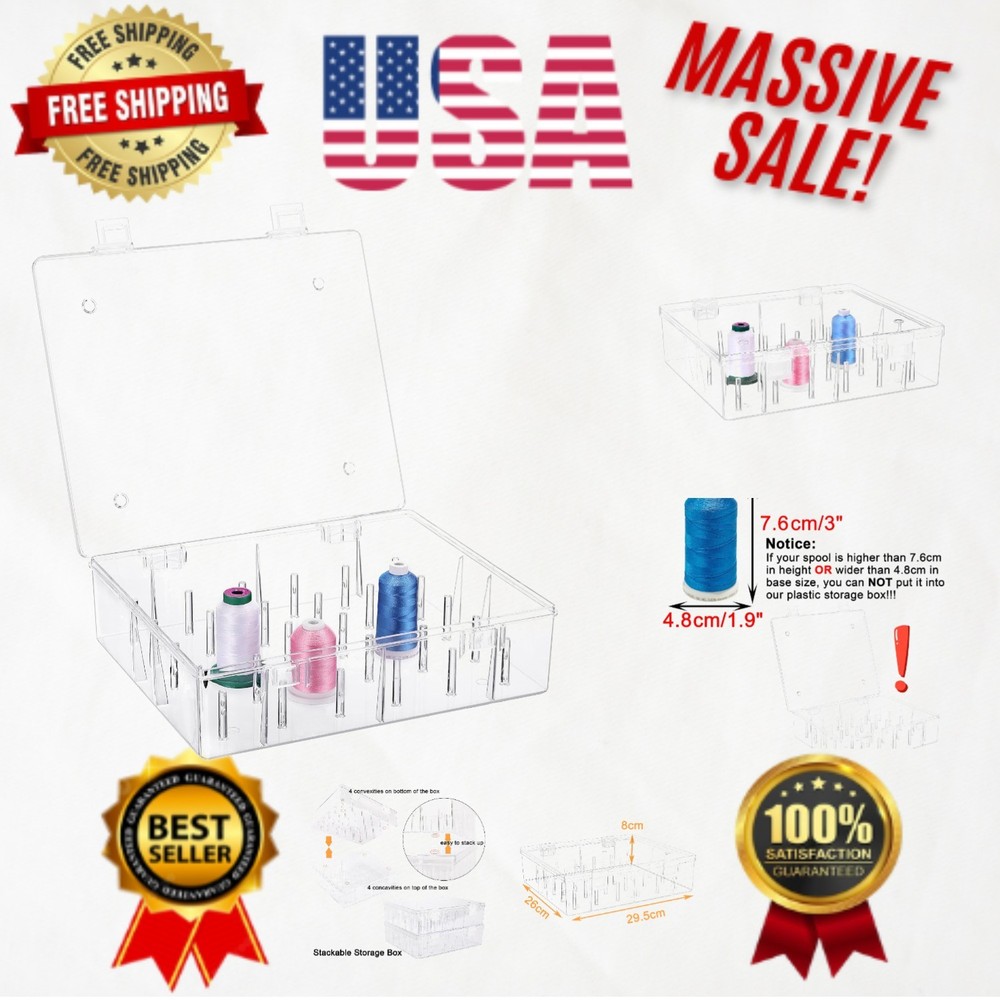 Durable Clear Thread Storage Box for 30 Tall Spools - Perfect for Sewing Classes