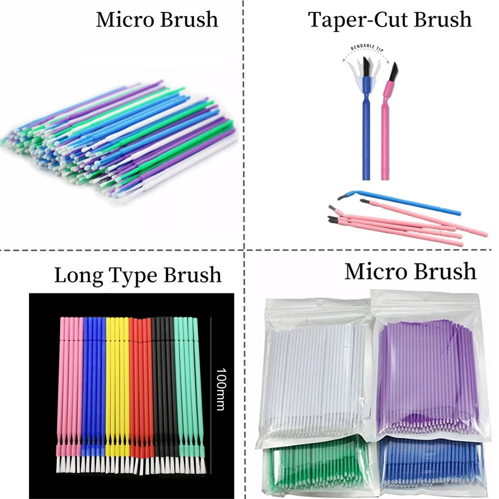 100Pcs Dental Disposable Bendable Micro Brush Applicator/Long Type/Taper Brush