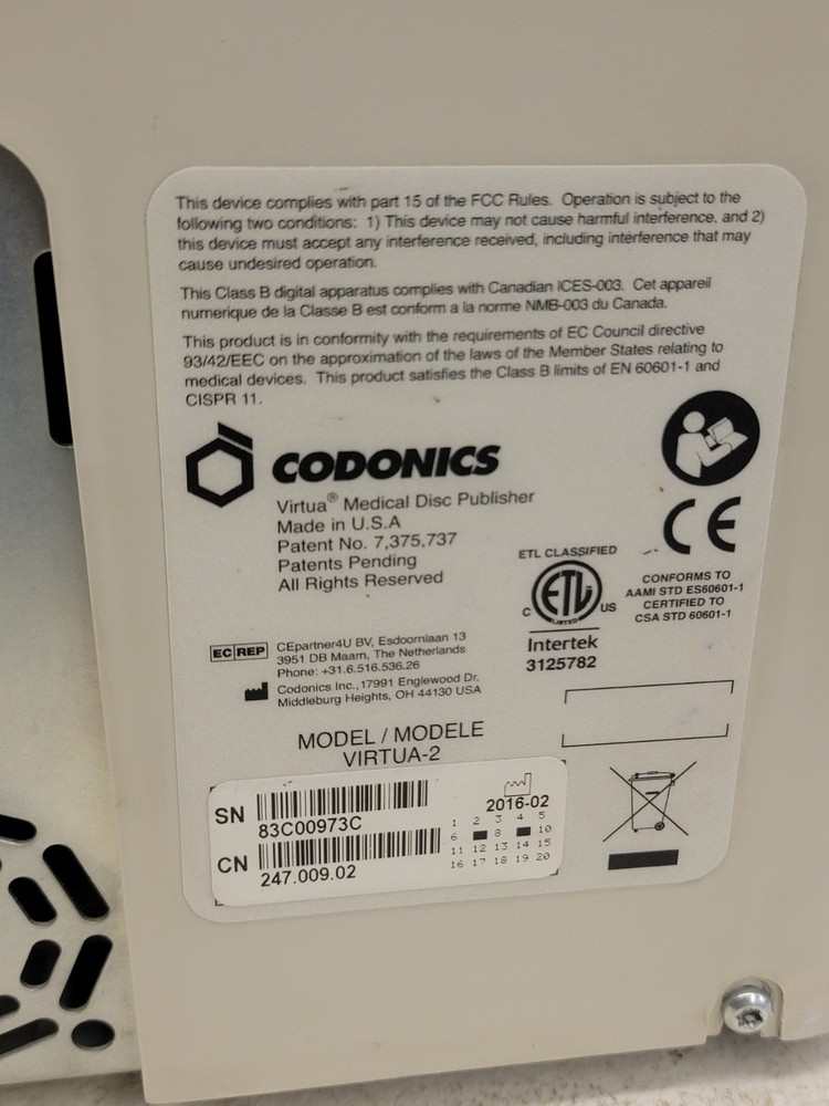 Codonics Virtua-2 Publisher Color Disk 882.006.03 Printer Duplicator W/ Windows
