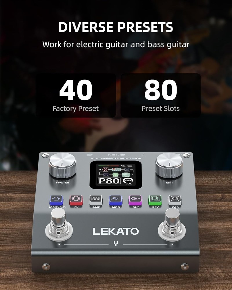 Innovative Bluetooth Guitar Effects Processor with 80 Presets and 3rd IR Support