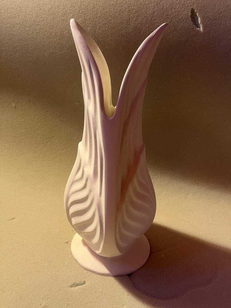 Large Vintage Ceramic Bisque Unpainted Vase 15” Leaf