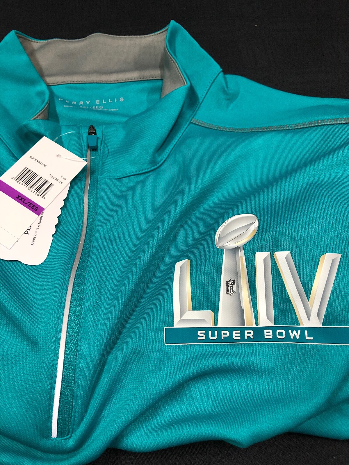 SUPER BOWL LIV MIAMI LONG SLEEVE DRI-FIT ZIP UP PERRY ELLIS BRAND NEW CHIEFS WIN