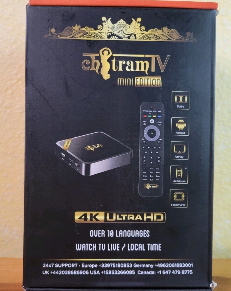 Chitram TV 4k Mini Ultra HD Bollywood Player HDMI Cable - Remote Multi Language