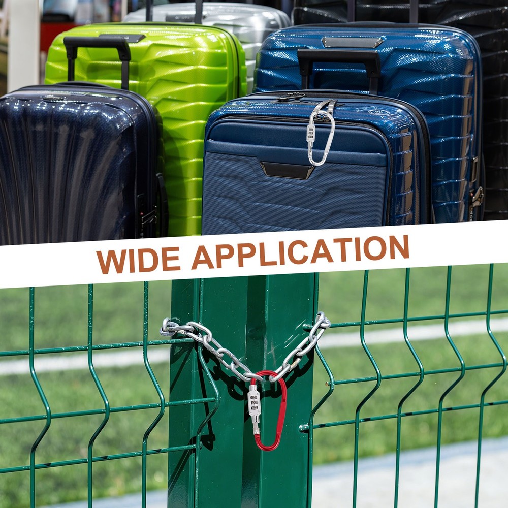 3.8" x 1.8" D-Shaped 3-Digit Code Combination Lock D-Ring Clip Locking, Red