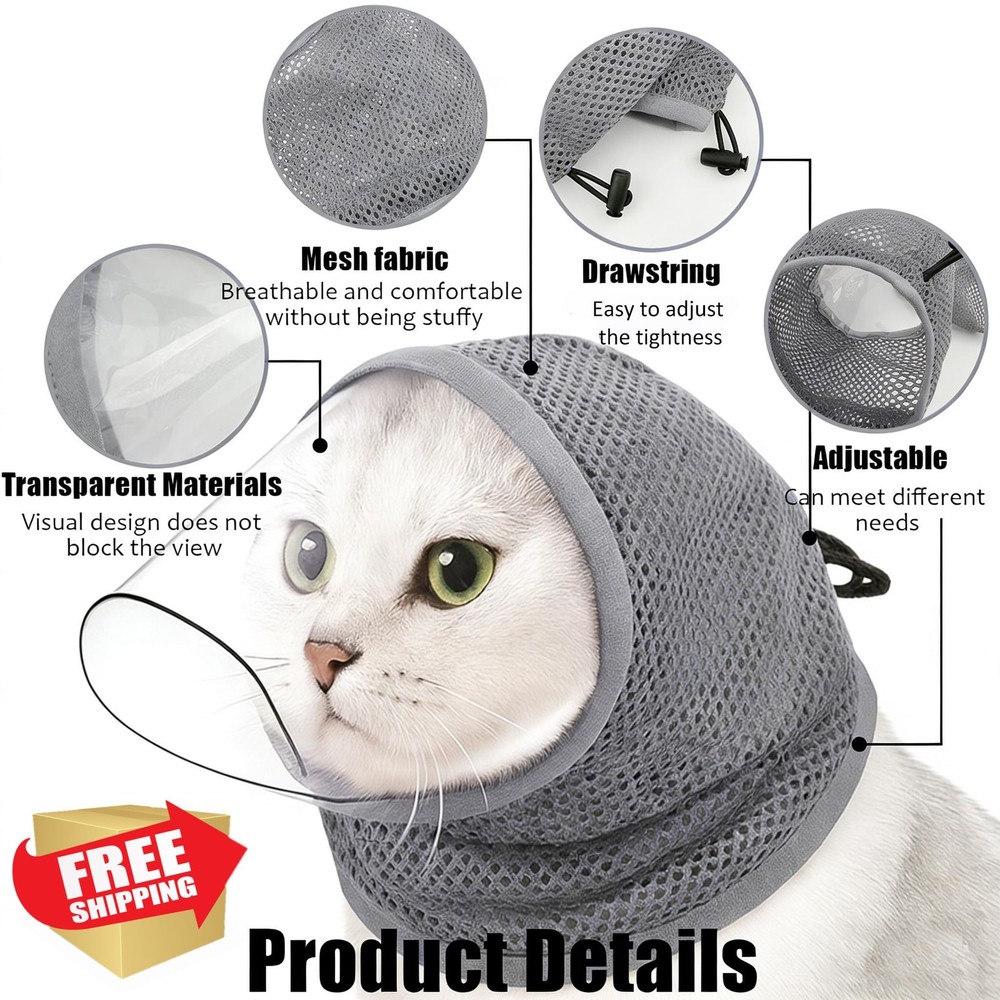 Clorvint Cat Muzzle Grooming M Breathable Mesh Biting Control