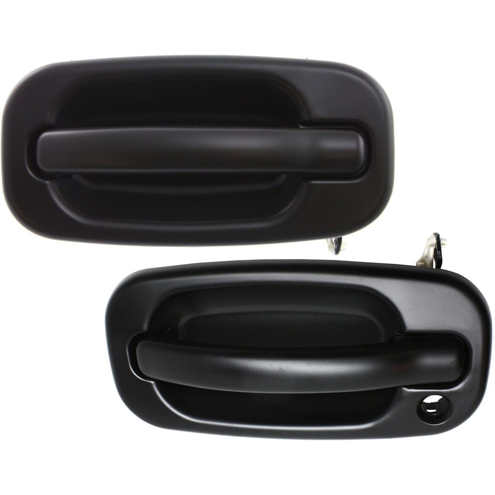 Door Handle Set For 1999-2006 Chevy Silverado 1500 Smooth Black Front Outer 2Pc