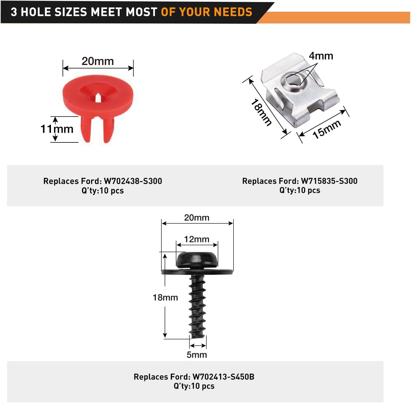 GOOACC 10 Sets Engine Splash Shield Guard Undertray Cover Screws Bolt Nut Clip