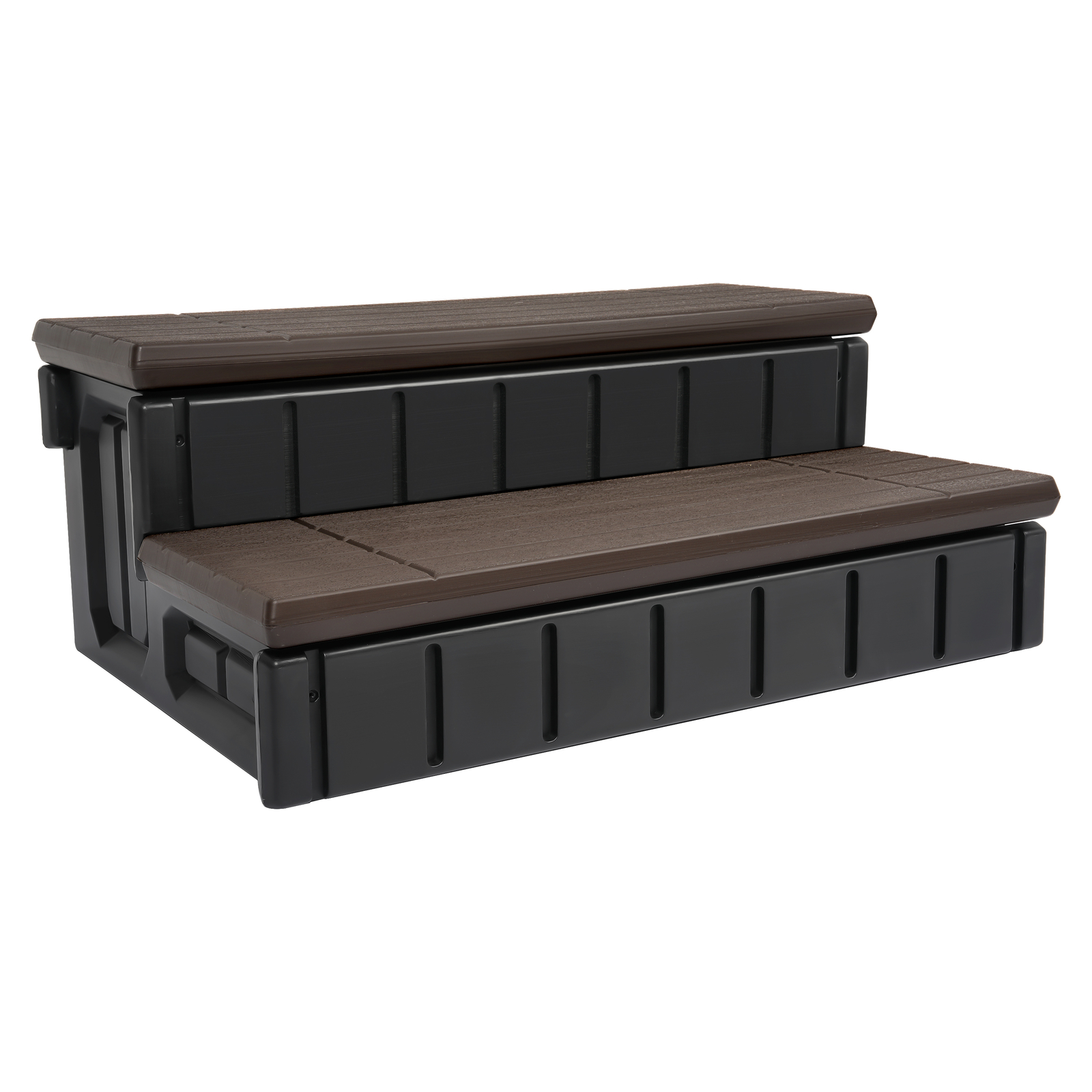 Brown+Black Universal 2 Slip-Resistant Spa & Hot Tub Step Outdoor with Storage