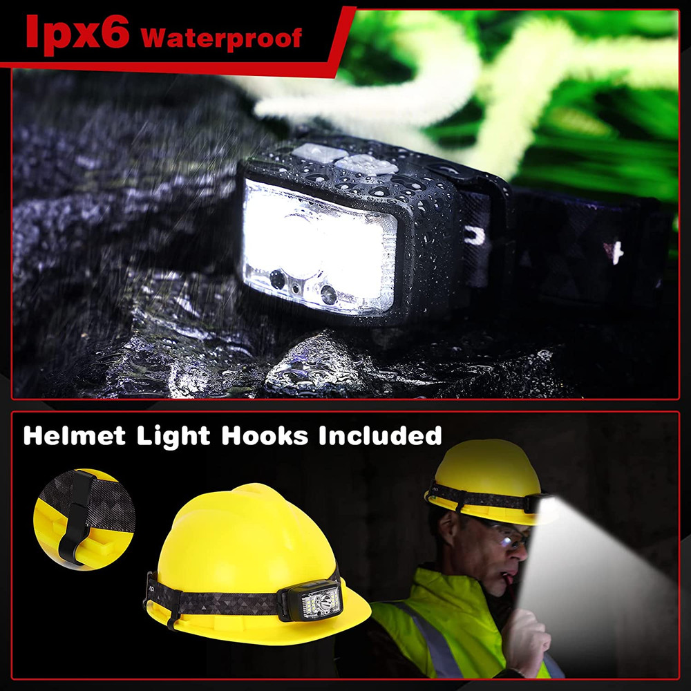 Rechargeable Headlamp 2000 Lumen Motion Sensor LED Waterproof 2 Pack