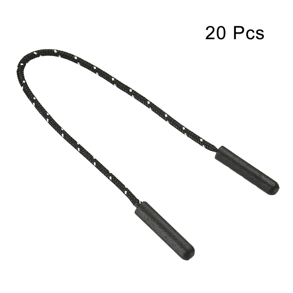 Zipper Pulls Extension Handle Cord, 20 Pack Plastic Puller Extender, Black