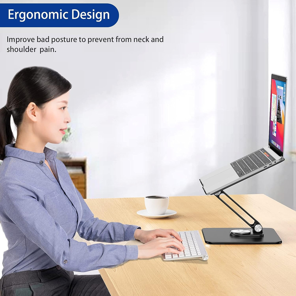 LSX7 Laptop Stand with 360 Rotating Base, Ergonomic Adjustable Notebook Riser Ho