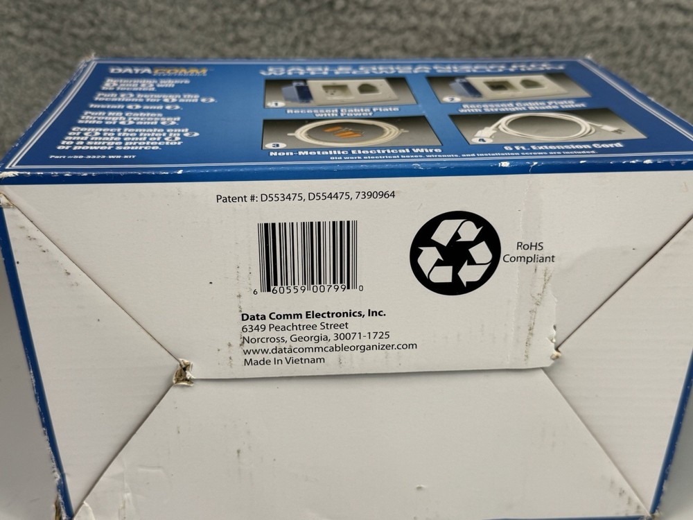 DataComm Cable Organizer Kit With Power Solution (50-3323-WH-KIT) New