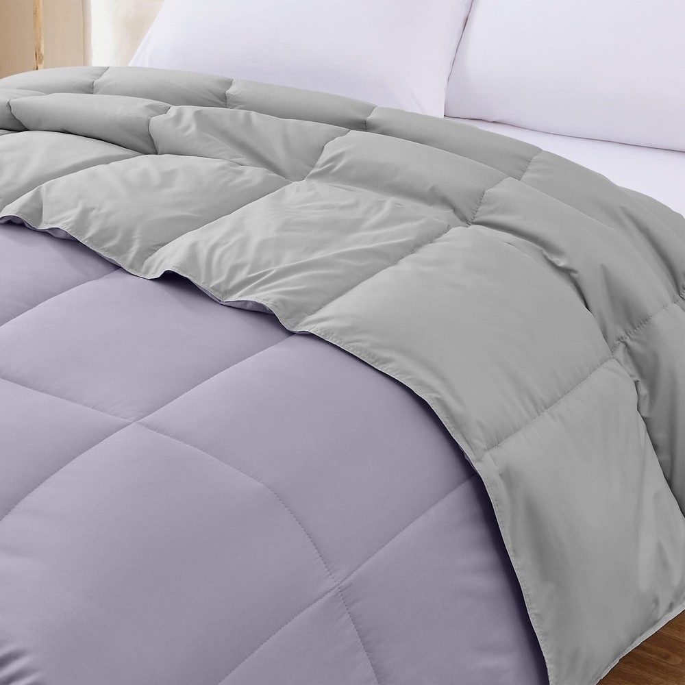 Down Alternative Reversible Comforter Purple/Silver Queen