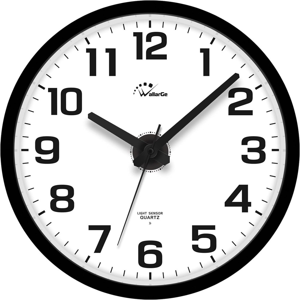 Atomic Wall Clock with Night Light - Silent Lighted up Wall Clock Glow in the Da