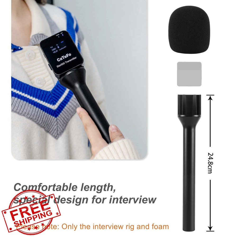 CaTeFo Interview Mic Handle for RODE Wireless GO DJI Mic
