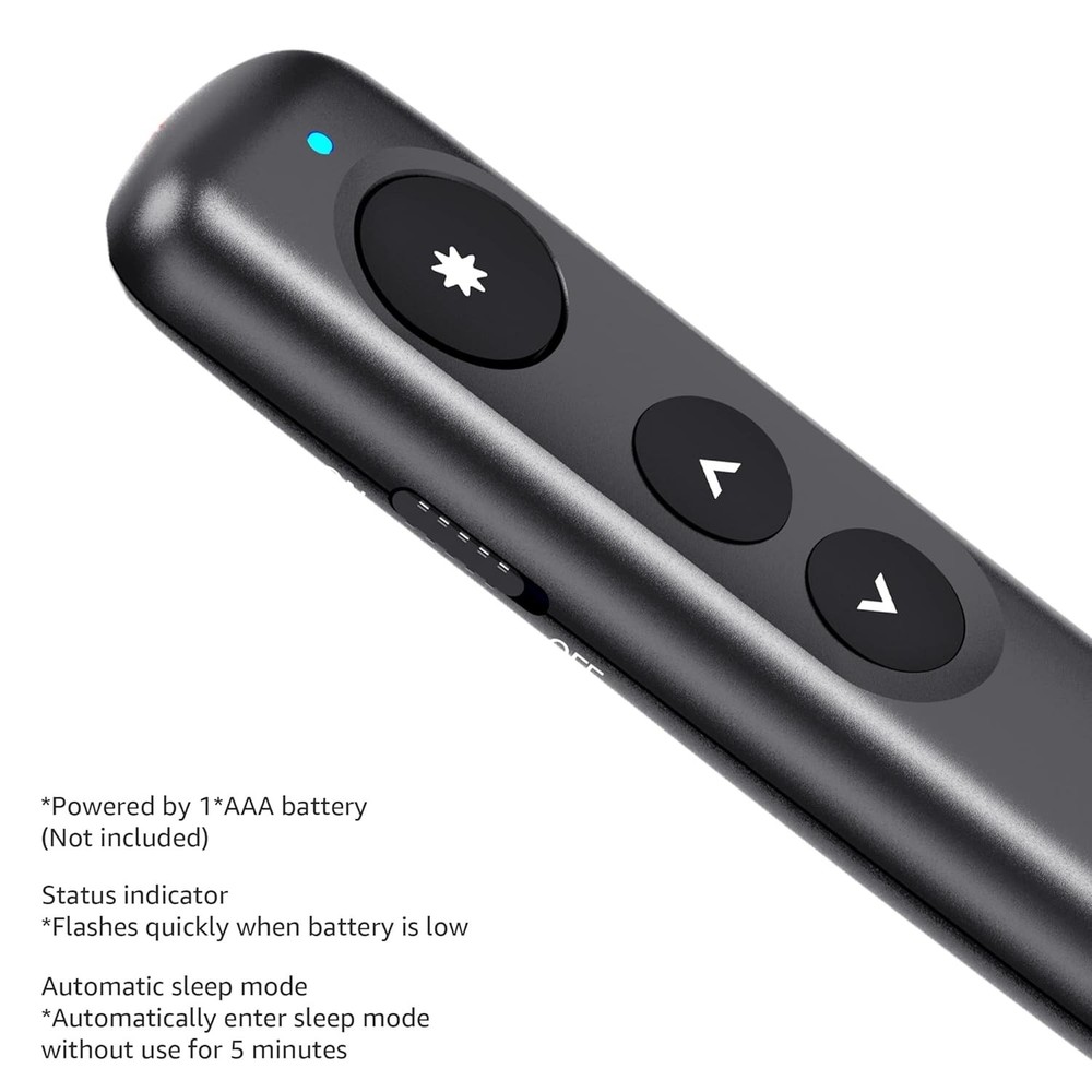 Amazon Basics Wireless Presenter Remote Clicker Red Laser 2.4GHz USB Plug & Play