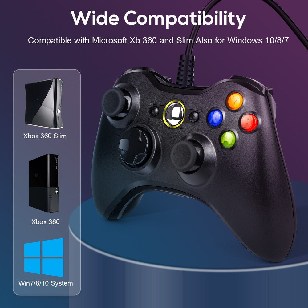 Wired Controller USB For PC Compatible With Xbox 360 / Windows 7 8 10 11 Gamepad