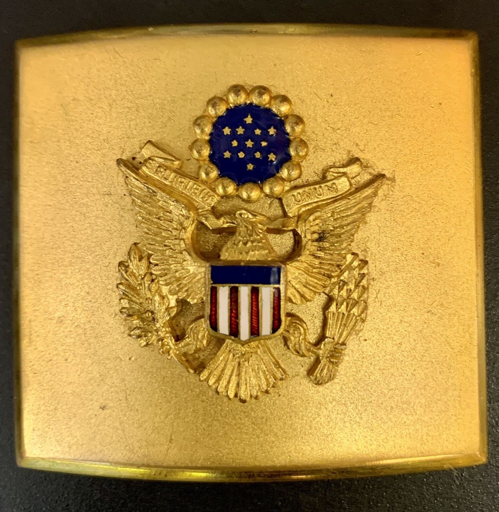 WWII Uniform Enameled Belt Buckle; Made In 5th Ave NY
