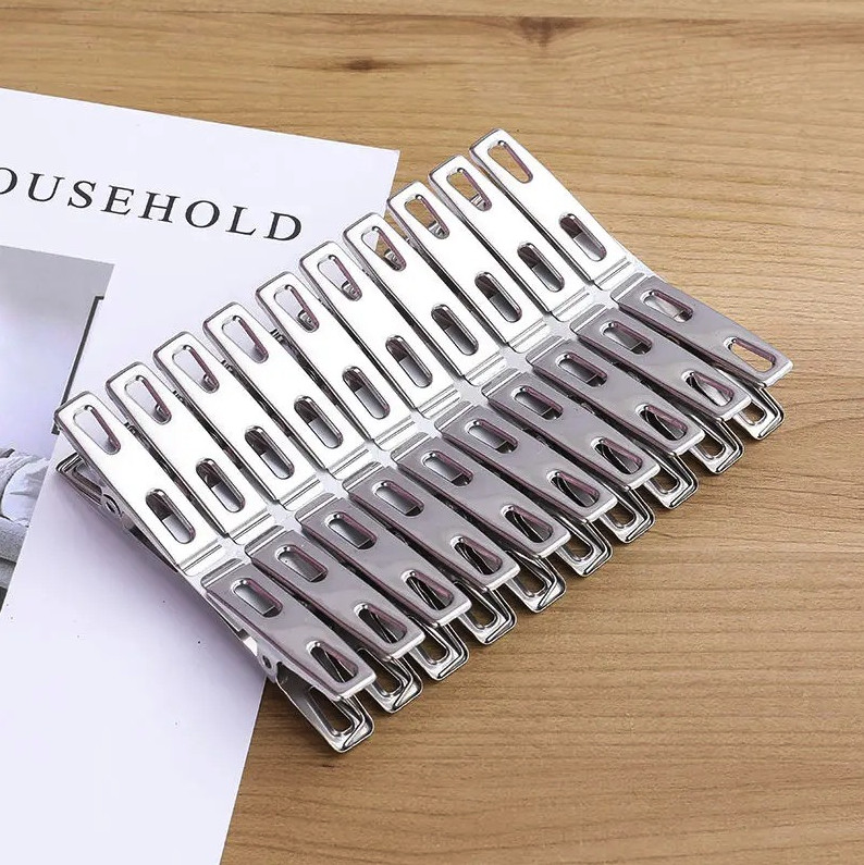 40pcs Stainless Steel Clothes Pegs Windproof Metal Laundry Clips - NEW