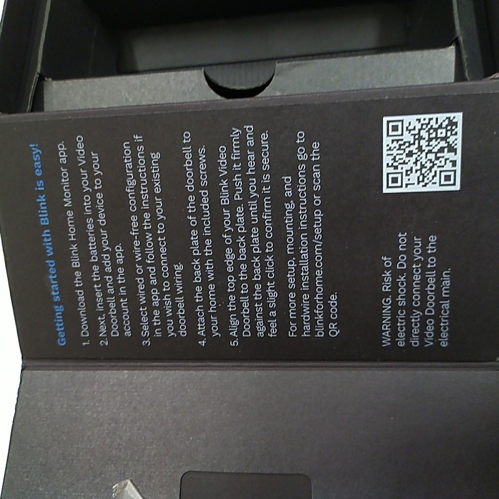Blink Video Doorbell - Black (Standalone) - Untested - AS-IS - Powers On