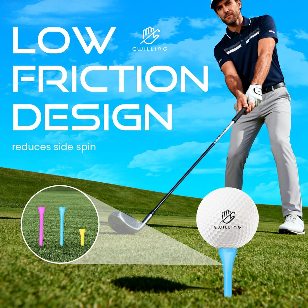 Golf Tees Multiple Colors Mixed Size Package, 100Pcs Professional Bamboo/Wood Go