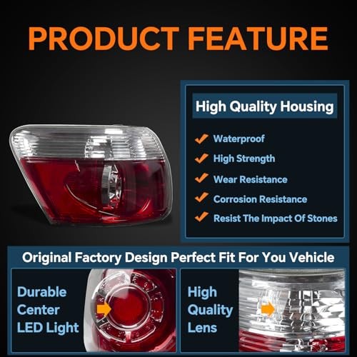 Tail Light Assembly Compatible with 2007-2012 GMC Acadia LED Left Driver Side