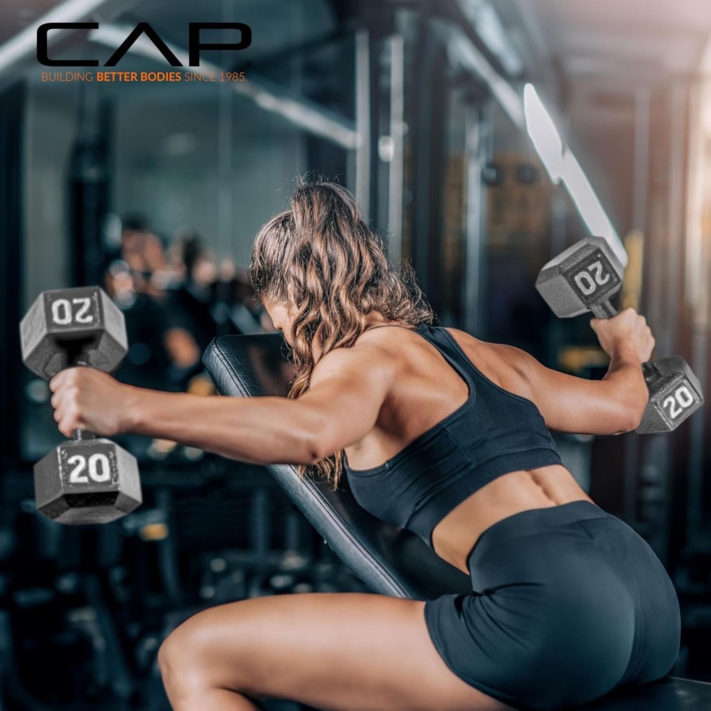 CAP Barbell Cast Iron Hex Dumbbell | Multiple Options 15 lb, Gray, Single