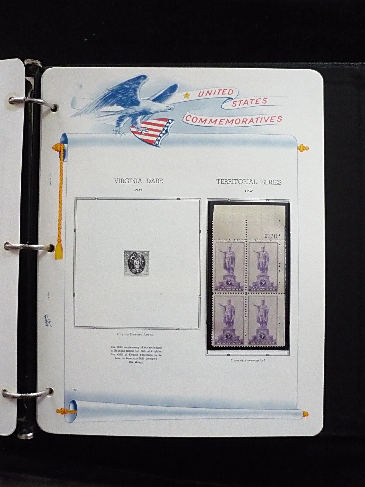 WHITE ACE COMMEMORATIVE STAMP ALBUM - 69 PLATE BLOCKS - 1932-1941 + DUST COVER