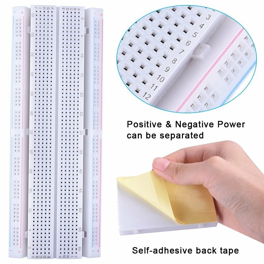 830 Tie Point Solderless Breadboard Kit MB-102 Power Supply Module Jumper Cable