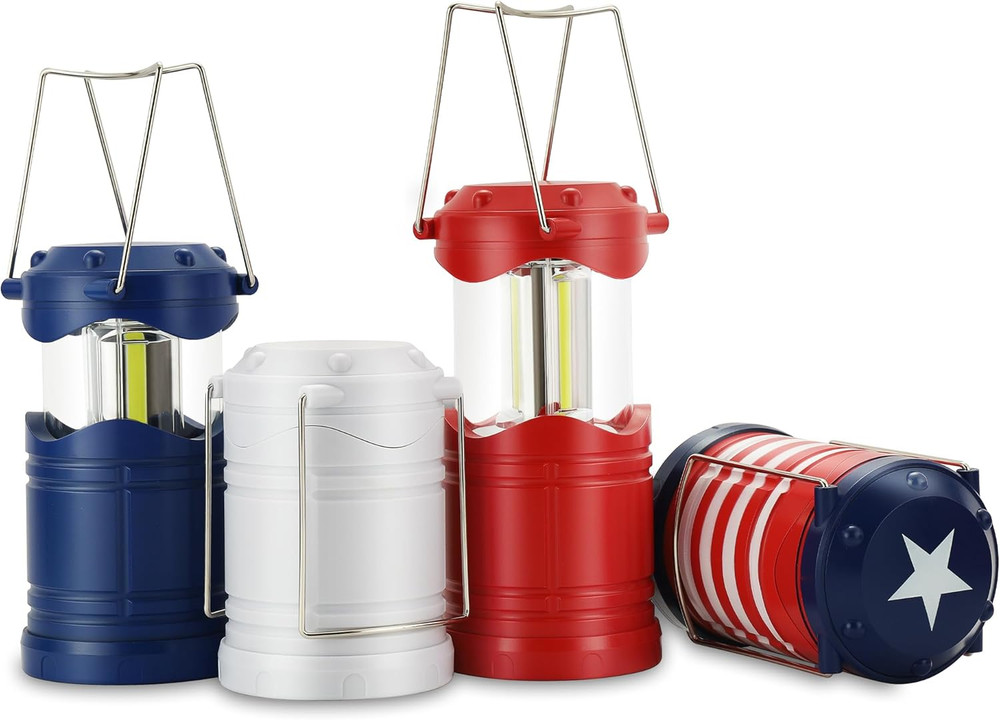 4PC LED Camping Lantern,Battery Powered Flashlight for Power Outages-Collapsible