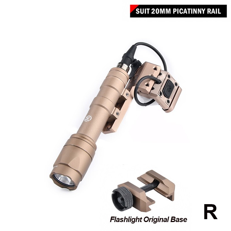 WADSN M600 Tactical Flashlight Base Pressure Switch Combo Set, Black/Tan, 600LM