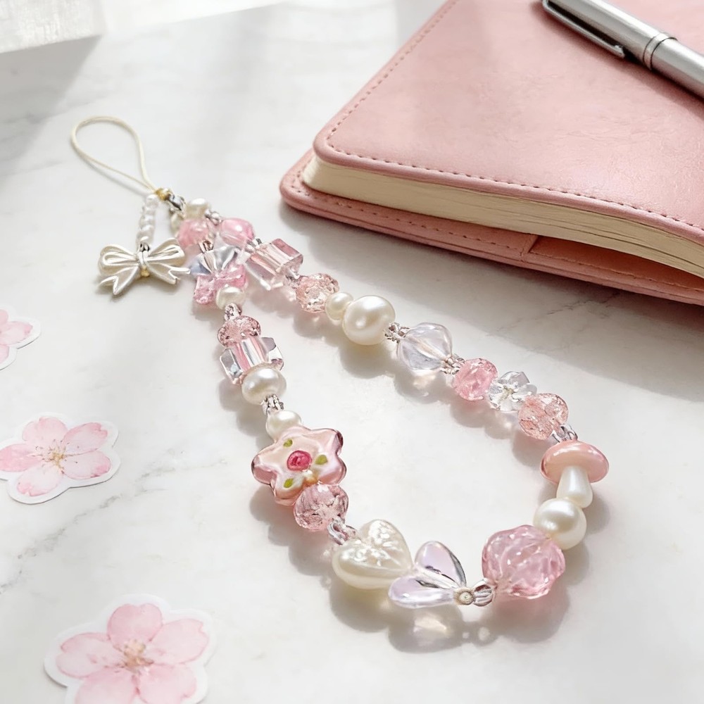 CasaPopz Beaded Camera Wrist Strap Cute Digital Medium, Bow&flower