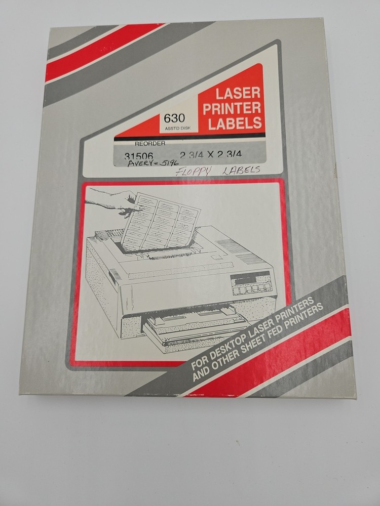 Vtg Laser Printer Labels 630 Asstd Disk Floppy Disk Labels 4 Different Colors