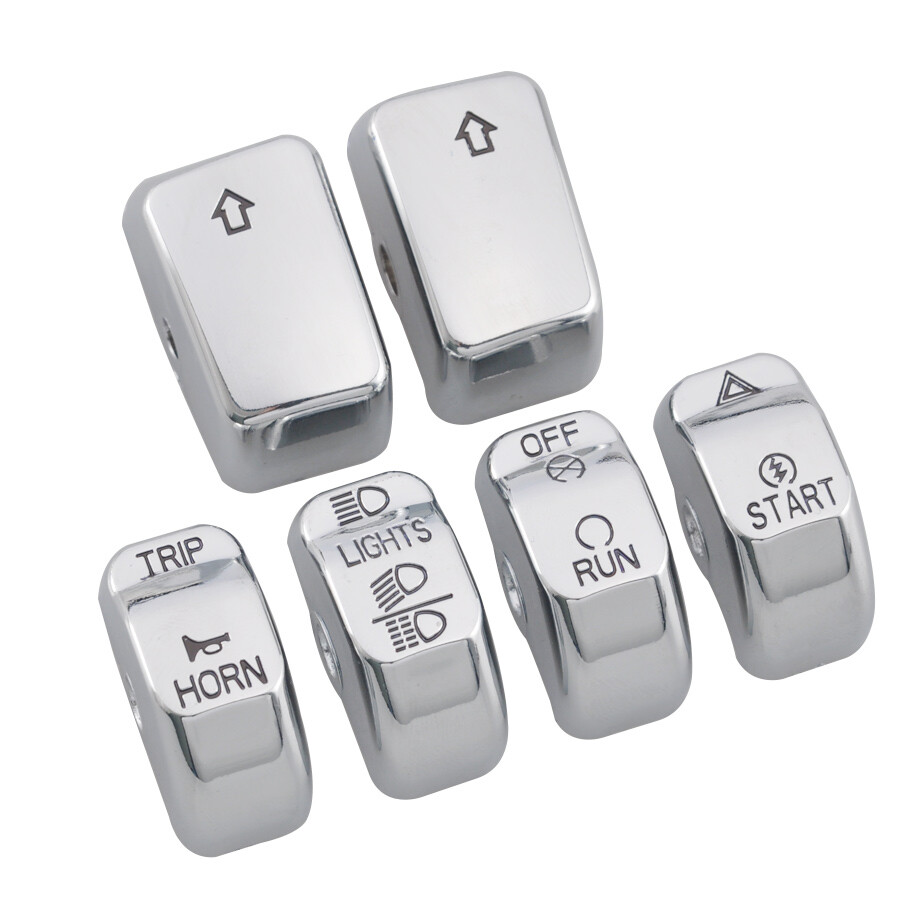 6pcs Chrome Hand Control Switch Housing Button Cap for Harley Softail 2012-2015