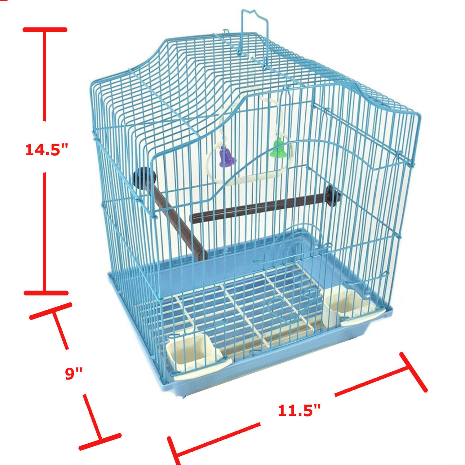 14" Small Parakeet Wire Bird Cage for Finches Canaries Hanging Travel Bird House