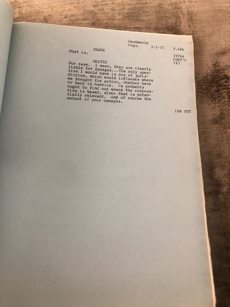 WESTWORLD VINTAGE SCRIPT by Michael Crichton