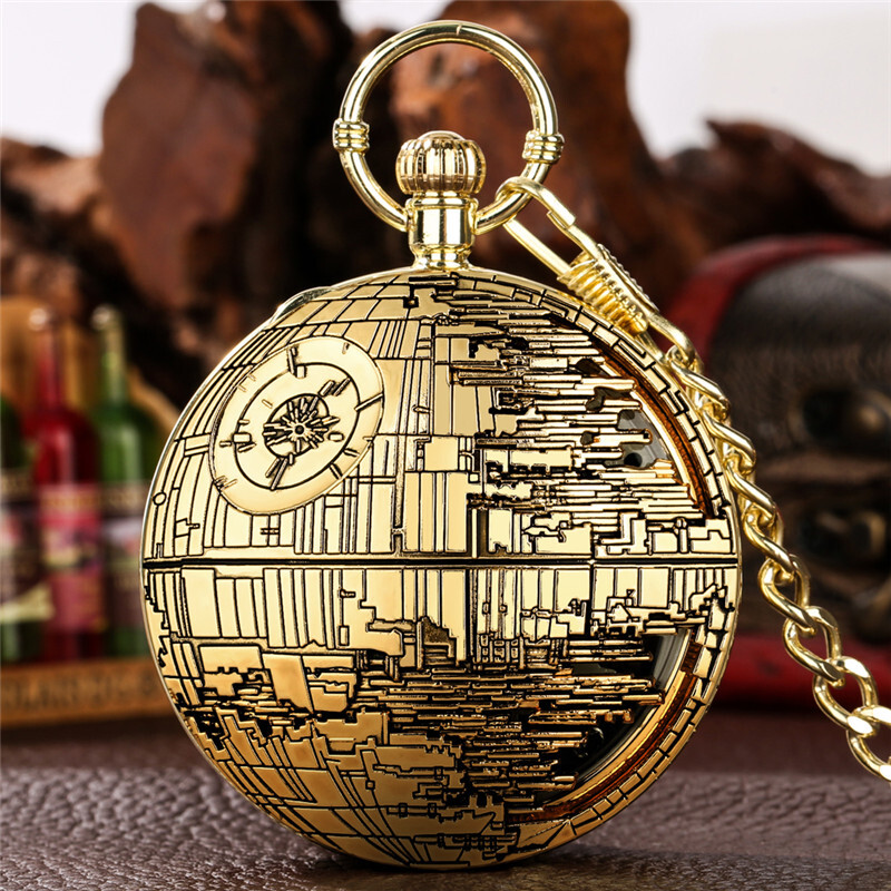 Retro Pocket Watch Star War Song Manual Musical Quartz Movement FOB Chain Gift