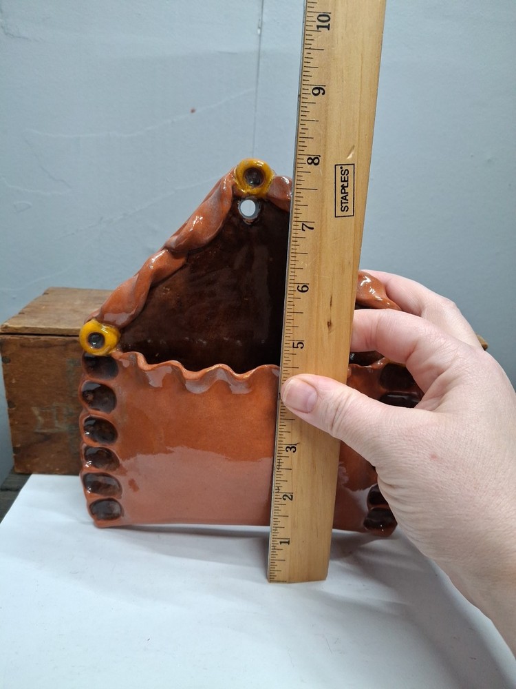 Handemade Vintage Redware Wallpocket