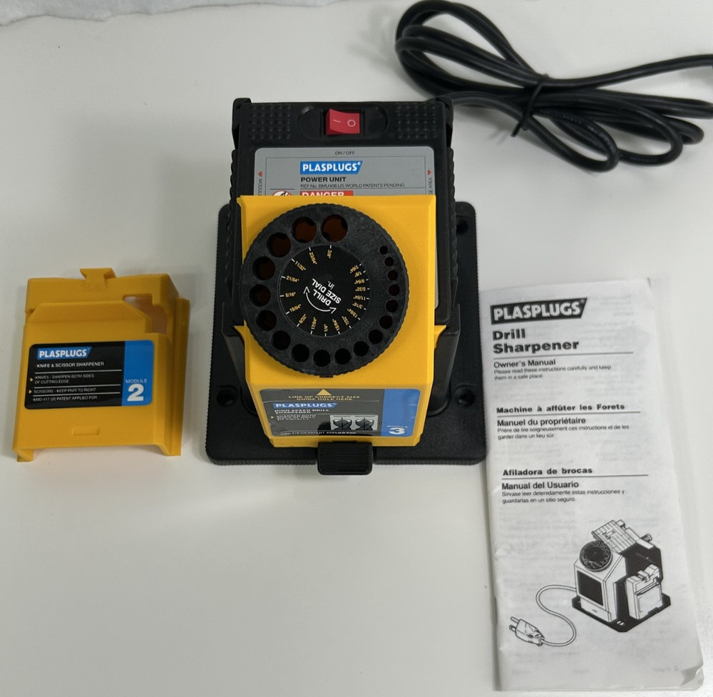 Plasplugs Compact SHARPENER Unit For DRIILL BITS Knife SCISSORS Module 2 & 3 B21