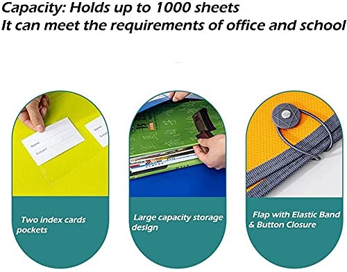 Expanding File Folder Document Organizer with Elastic Cord & Button Closure, ...