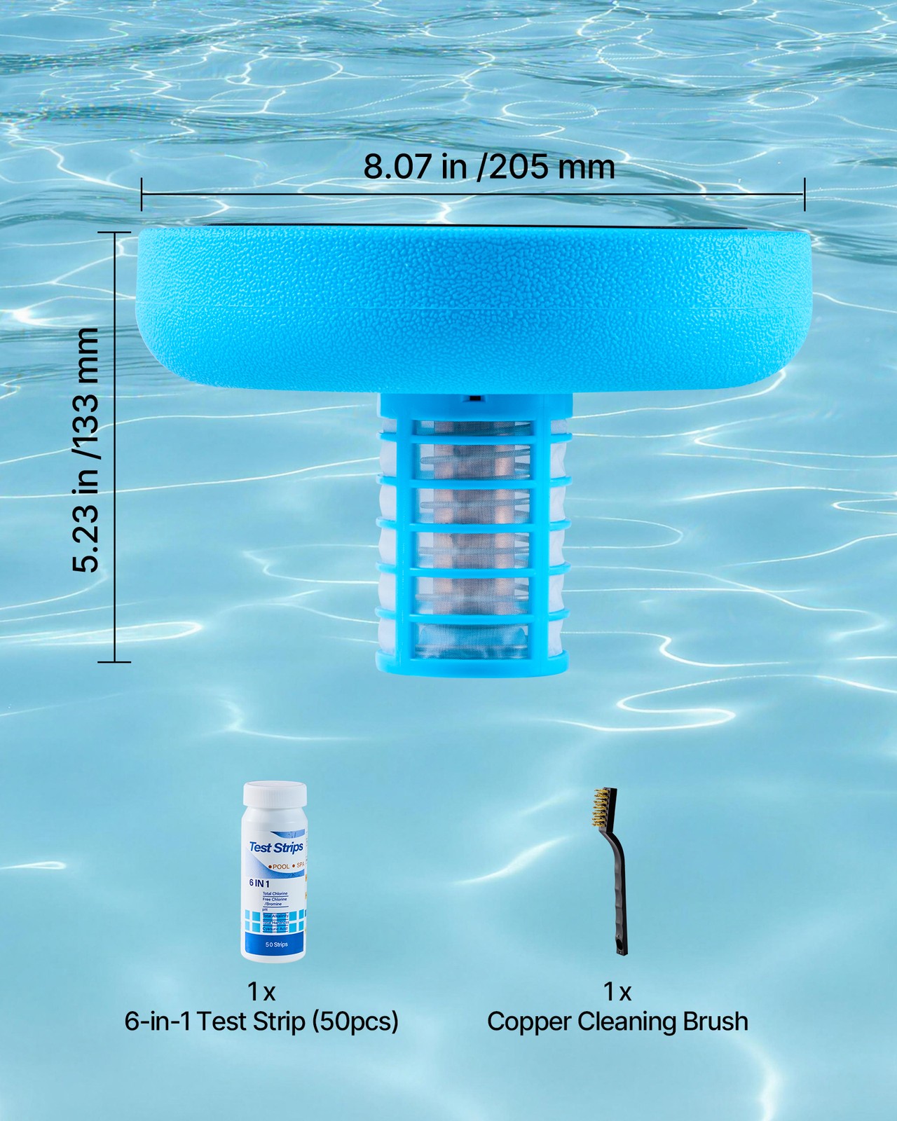 VEVOR Solar Pool Ionizer Round Copper Pool Ionizer Up to 35000 Gal for Pool Blue