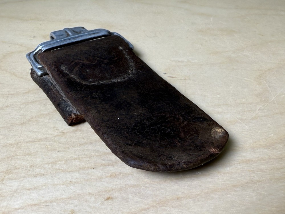 Original WW2 German Leather Strap Section with Aluminum Fitting – Dated 1938
