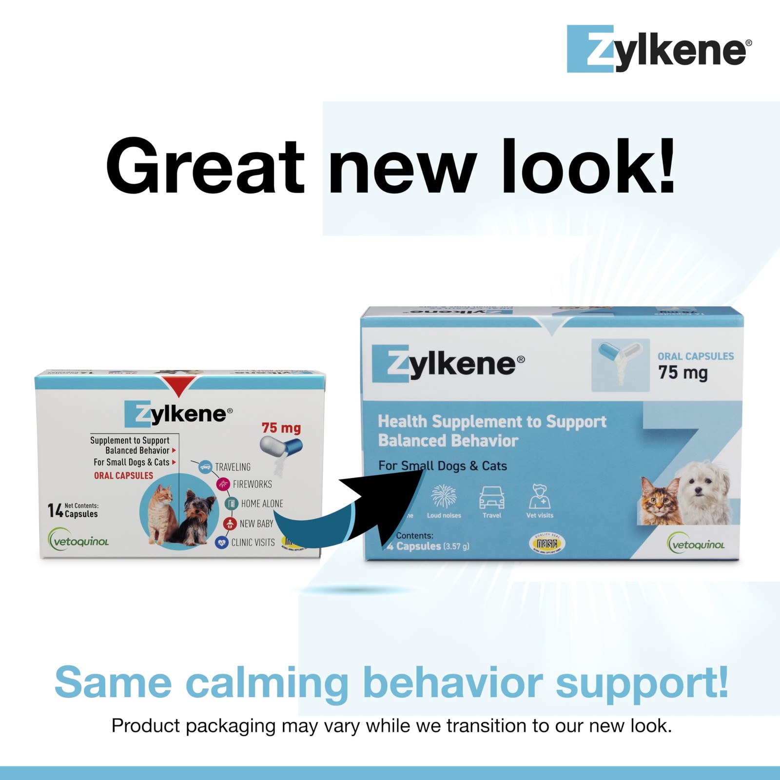 Vetoquinol Zylkene Calming Support Supplement for Small Dogs and 14 Capsules