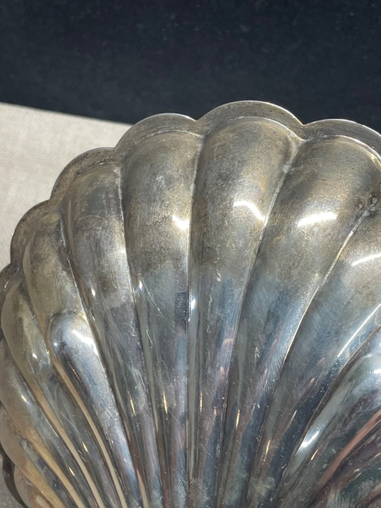 Shell Shape Dish English Silver on Copper Dish marked adn has design see pics