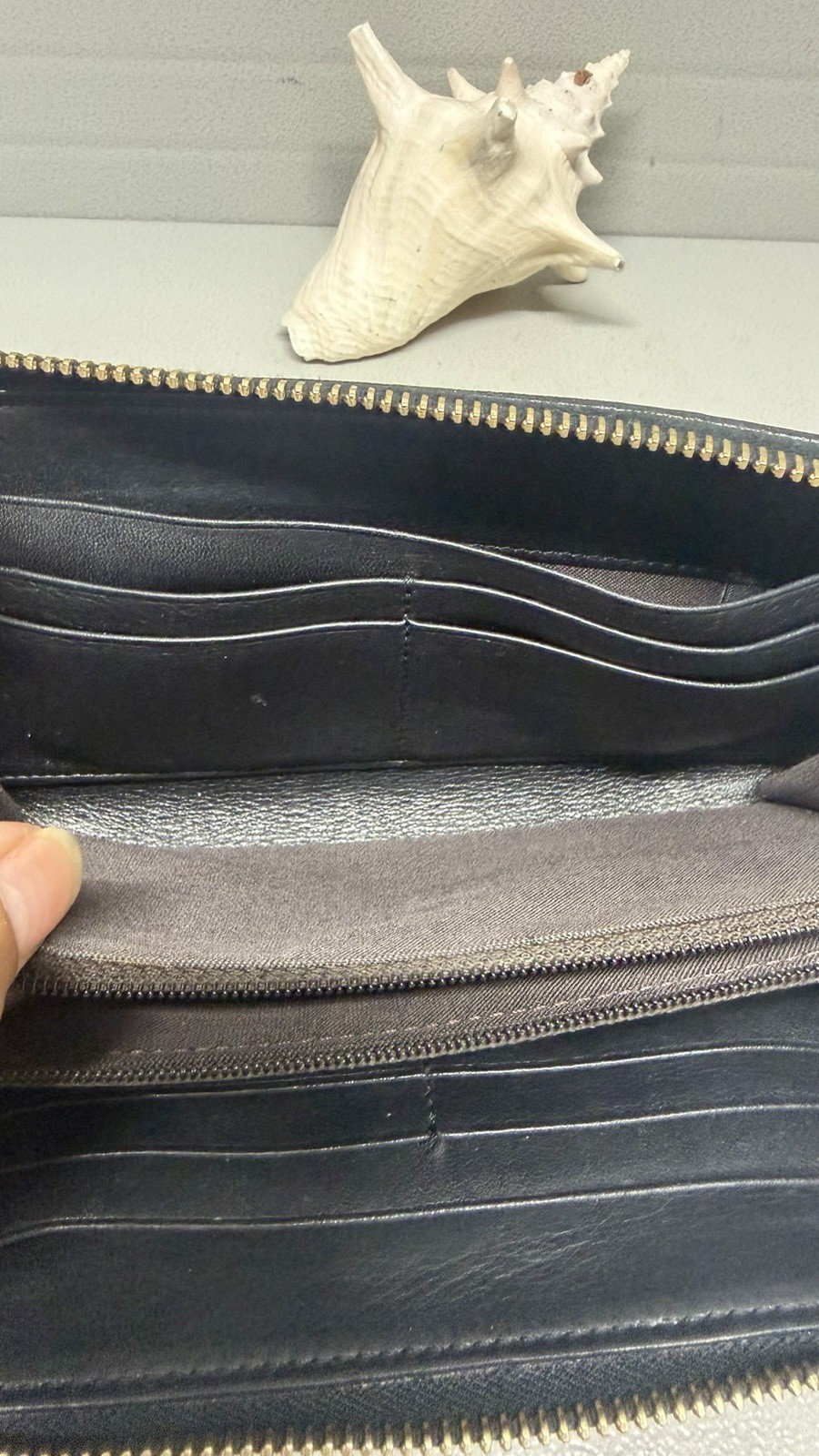 Vintage Classic FENDI ZUCCA Brown/black Trim Continental Zip Around Wallet